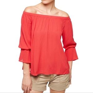 Sanctuary Charlotte Red Off the Shoulder Top Size Large